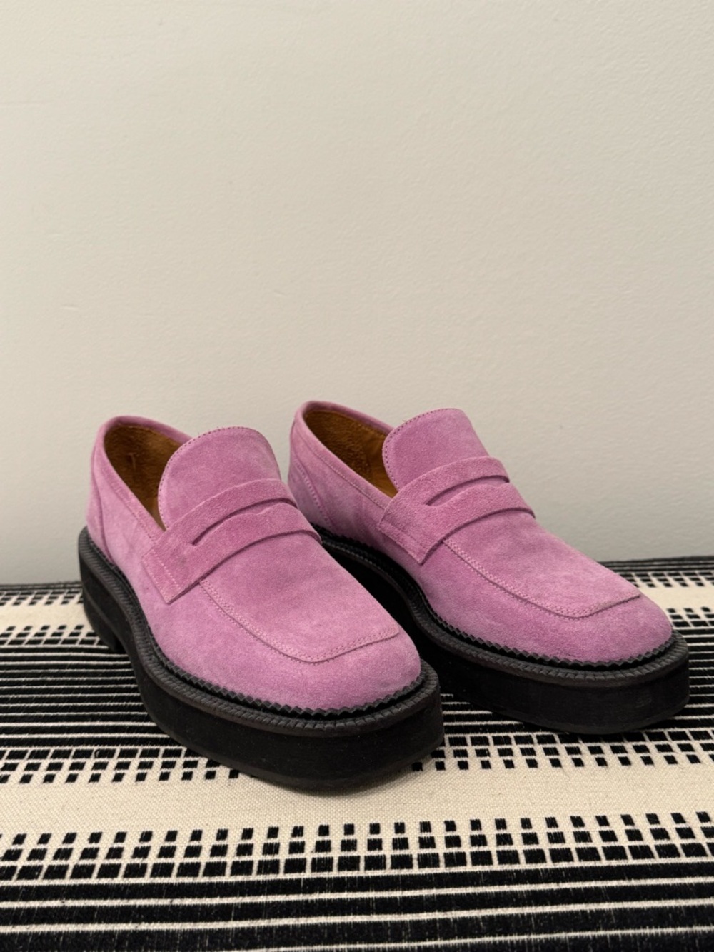 Women’s Suede Penny Loafers in Lavender Pink
